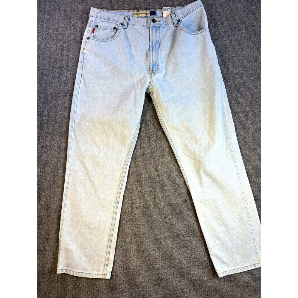 Bugle Boy Men's Light Wash Blue Denim Jeans Straight Leg 100% Cotton 90s